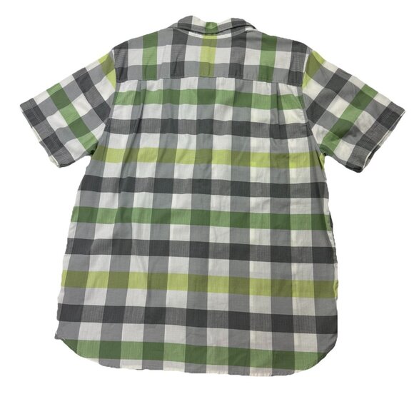 The North Face Mens XL Short Sleeve Green Gray Plaid Button Up Shirt - Picture 2 of 6